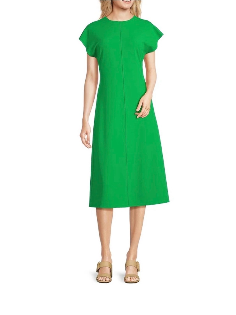 Alex Marie Calie Scuba Crepe Short Sleeve Midi Dress Kelly Green Size XS EUC